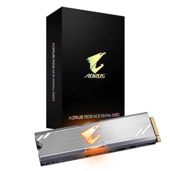 GIGABYTE AORUS RGB M.2 PCIe NVMe SSD 256GB - 3100/1050 MB/s 180K/240K IOPS 3D NAND TLC Heatsink 1.8 Mil MTBF 5yr TRIM SMART AES 256 GIGABYTE
