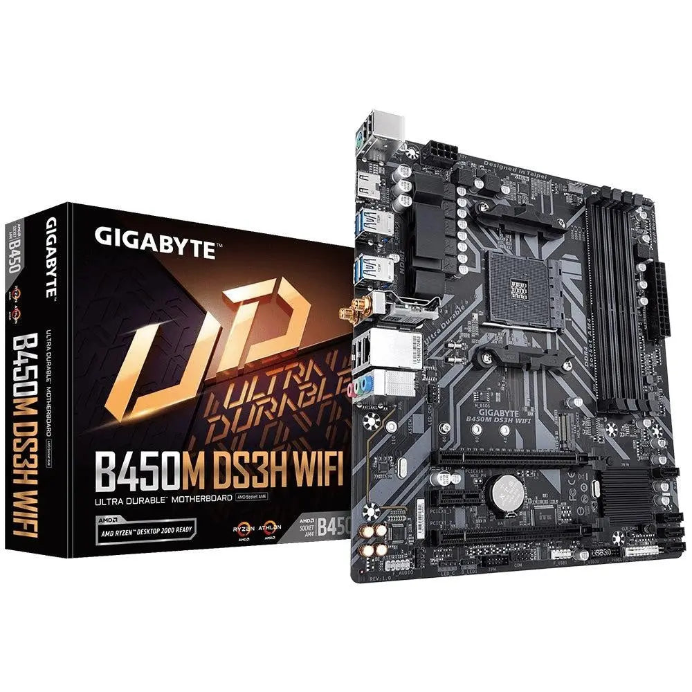 GIGABYTE B450M DS3H WIFI PCIe Gen3 x4 M.2, RGB FUSION 2.0, IntelÂ® Dual Band 802.11ac WIFI GIGABYTE