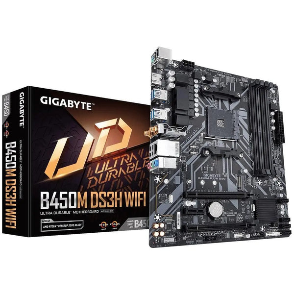 GIGABYTE B450M DS3H WIFI PCIe Gen3 x4 M.2, RGB FUSION 2.0, IntelÂ® Dual Band 802.11ac WIFI GIGABYTE