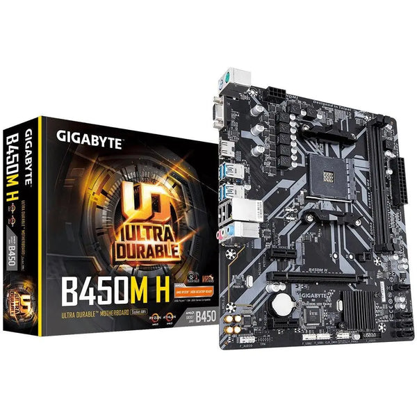 GIGABYTE B450M H AMD Ryzen AM4 mATX Motherboard 2xDDR4 2xPCIe HDMI 1xM,2 4xSATA RAID GbE LAN 2xUSB3.1 6x(LS) GIGABYTE