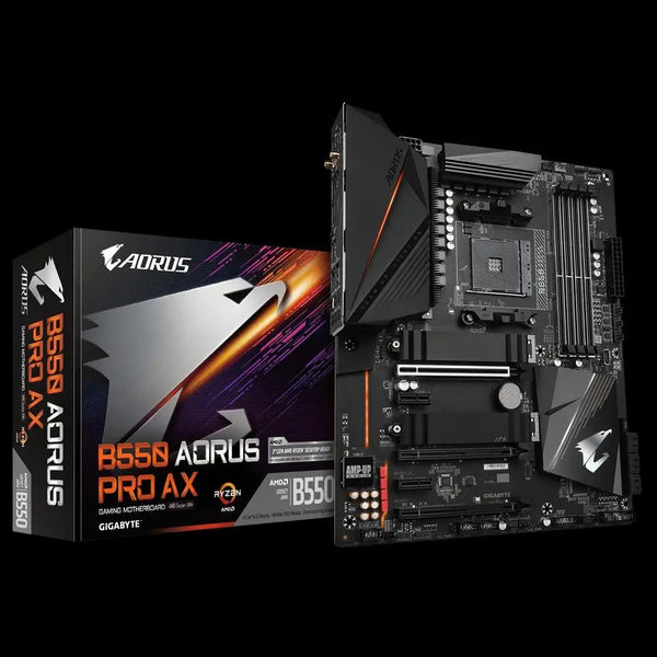 GIGABYTE B550 AORUS PRO AX AMD ATX Dual PCIe 4.0/3.0 x4 M.2 with Dual Thermal Guards, IntelÂ® WiFi 6 802.11ax, 2.5GbE LAN, Front & Rear USB Type-C GIGABYTE