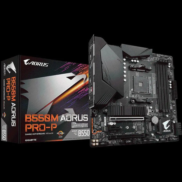 GIGABYTE B550M AORUS PRO-P AMD Ryzen M-ATX Motherboard,10+2 Phases Digital Twin Power Design, PCIe 4.0 x16, 2x M.2, LAN, Q-Flash Plus GIGABYTE
