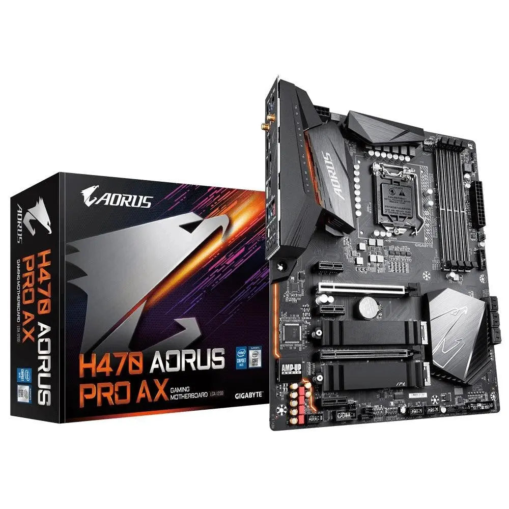 GIGABYTE H470 AORUS PRO AX ATX Motherboard 4xDDR4 10th Gen LGA1200 2xM.2 6xSATA 2.5GbE LAN RAID WiFi 6 BT CrossFire 3xPCIE HDMI DP USB-C GIGABYTE