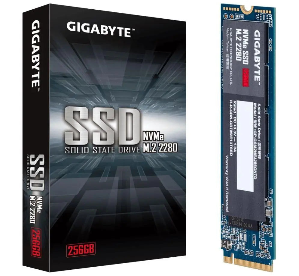 GIGABYTE M.2 PCIe NVMe SSD 256GB V2 1700/1100 MB/s 180K/250K IOPS 2280 80mm 1.5M hrs MTBF HMB TRIM & S.M.A.R.T Solid State Drive 5yrs Wty GIGABYTE