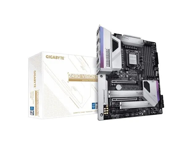 GIGABYTE Z490 VISION G Intel ATX Motherboard 4xDDR4 4xPCIe 2xM.2 6xSATA RAID 2.5GbE LAN 10th Gen LGA1200 Crossfire SLI RGB 1xDP 1xHDMI 1xUSB-C GIGABYTE