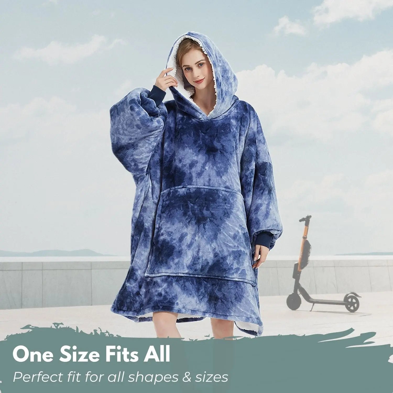 GOMINIMO Hoodie Blanket Adult Tie-Dyed Blue GO-HB-127-AYS from Deals499 at Deals499