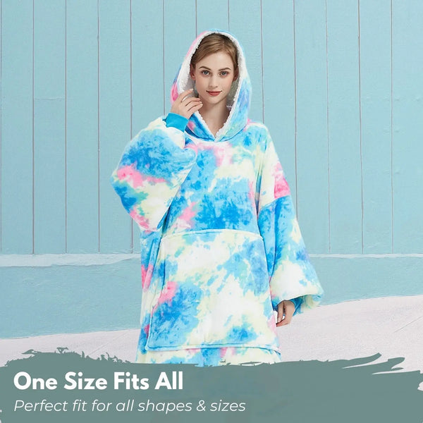 GOMINIMO Hoodie Blanket Adult Tie-Dyed Cyan GO-HB-126-AYS from Deals499 at Deals499