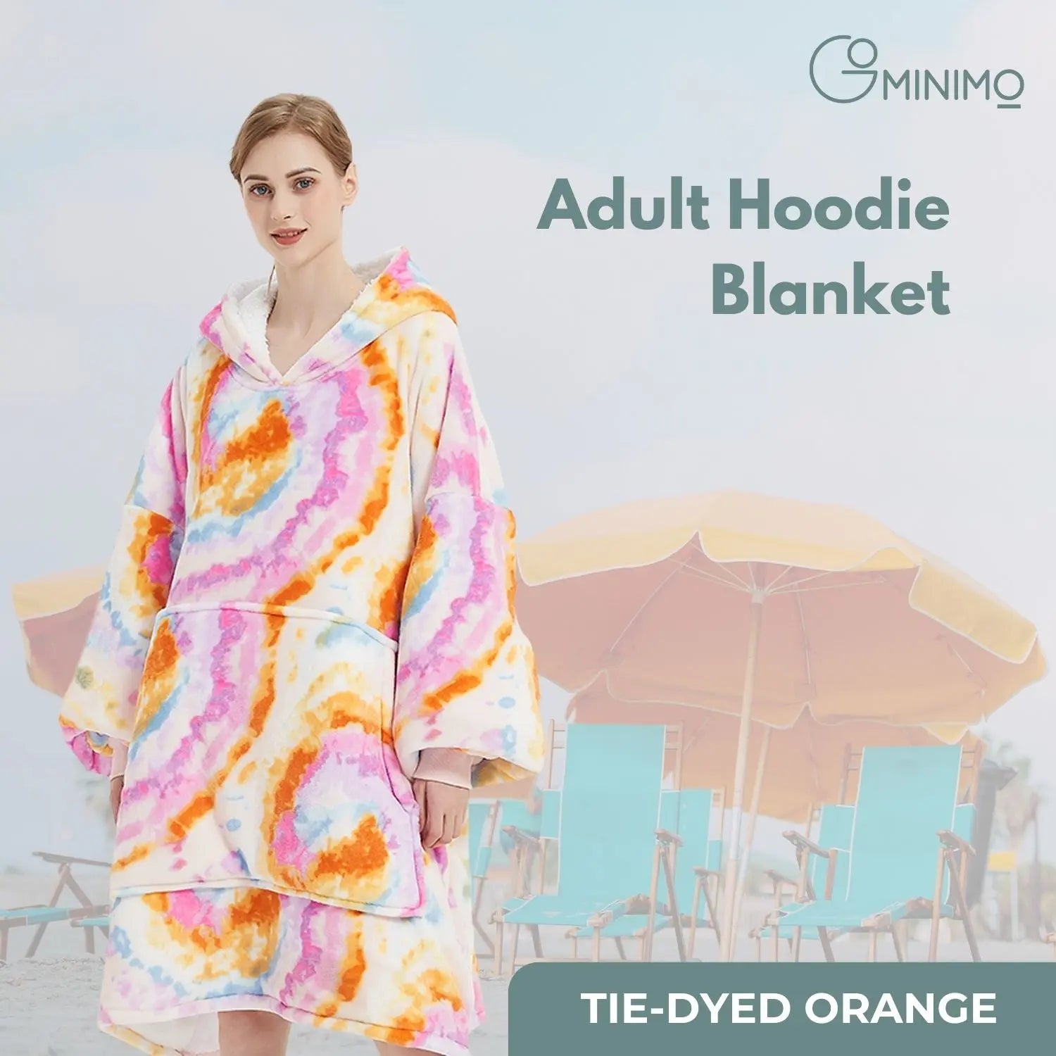 GOMINIMO Hoodie Blanket Adult Tie-Dyed Orange GO-HB-124-AYS from Deals499 at Deals499