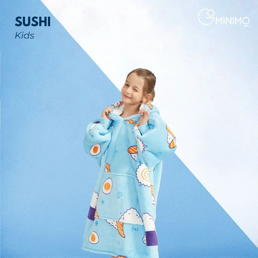 GOMINIMO Hoodie Blanket Kids Sushi Blue HM-HB-114-AYS from Deals499 at Deals499