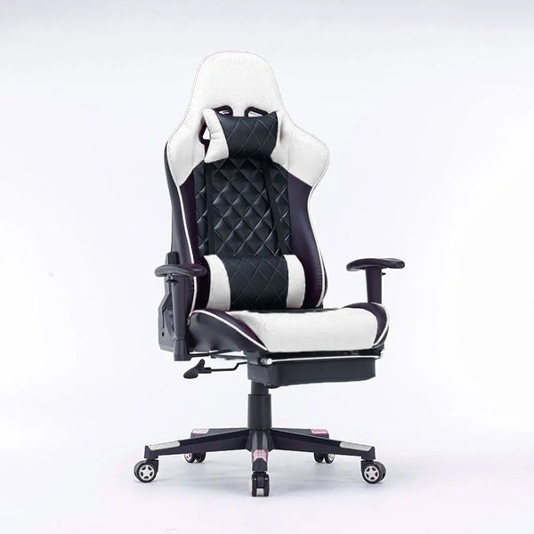 Gaming Chair Ergonomic Racing chair 165° Reclining Gaming Seat 3D Armrest Footrest Pink White Deals499