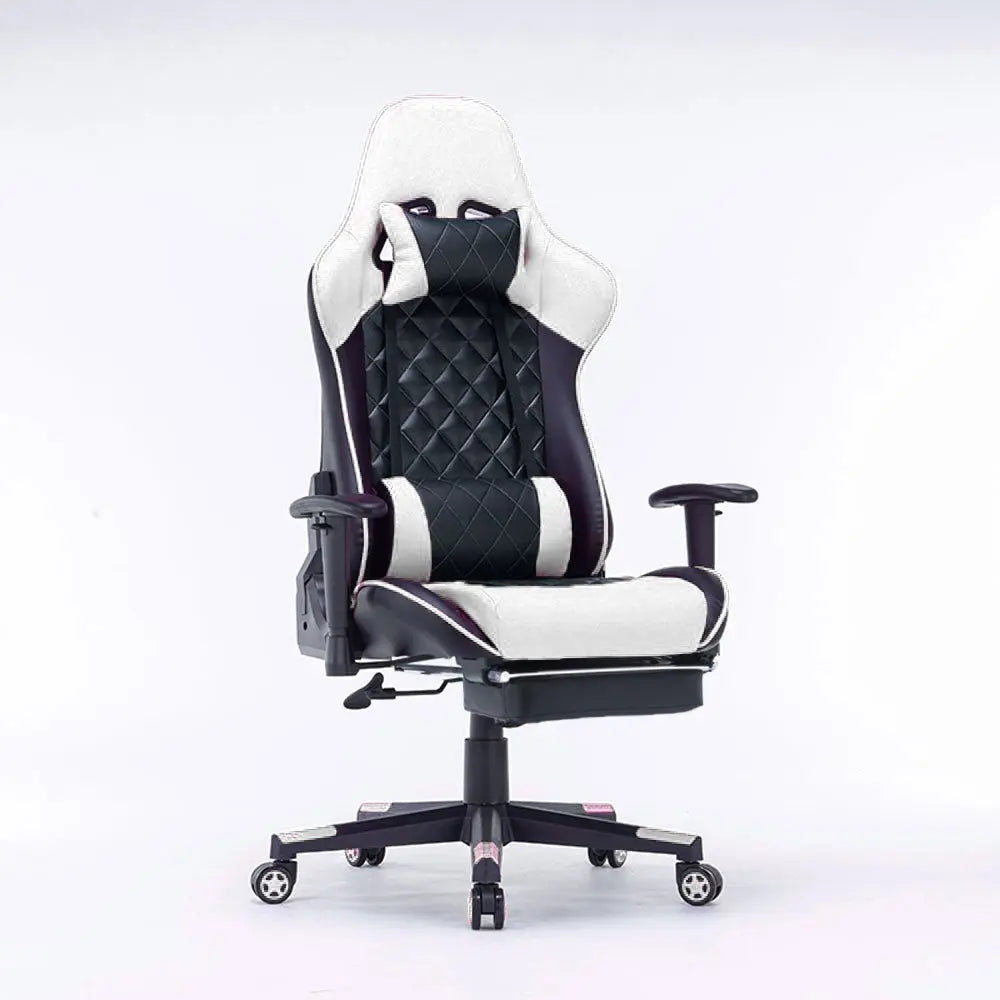 Gaming Chair Ergonomic Racing chair 165° Reclining Gaming Seat 3D Armrest Footrest White Black Deals499