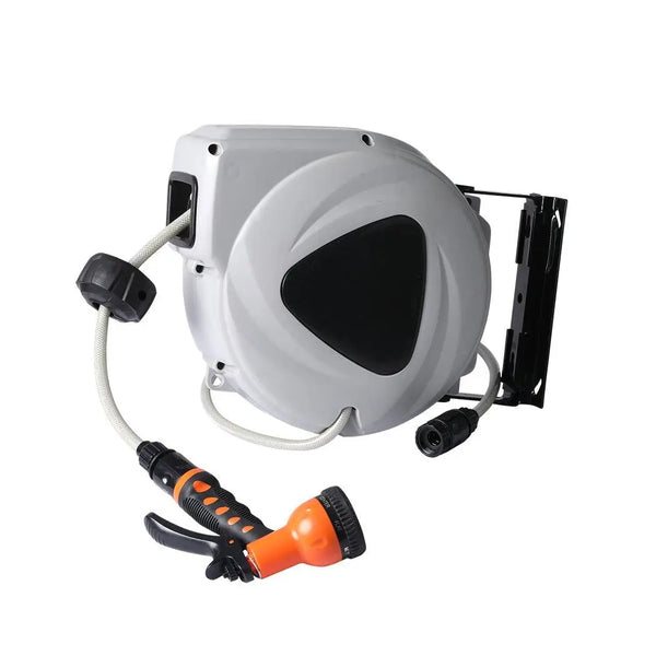 Garden Hose Reel Retractable Spray Gun Nozzle Water Wall Bracket Auto Rewind 10M Deals499