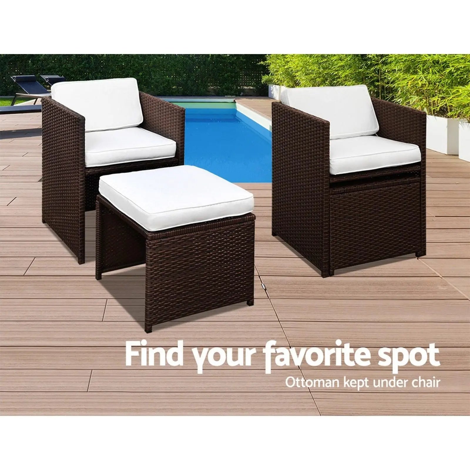 Gardeon 11 Piece PE Wicker Outdoor Dining Set - Brown & White Deals499