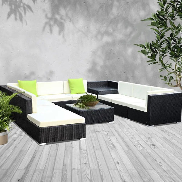 Gardeon 11PC Outdoor Furniture Sofa Set Wicker Garden Patio Lounge Deals499