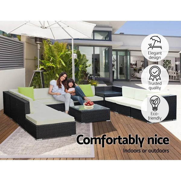 Gardeon 12PC Sofa Set with Storage Cover Outdoor Furniture Wicker Deals499