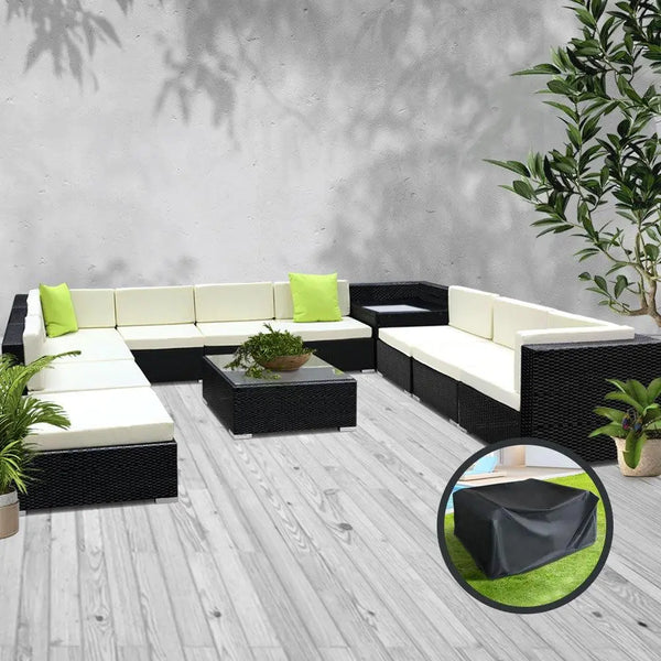 Gardeon 12PC Sofa Set with Storage Cover Outdoor Furniture Wicker Deals499