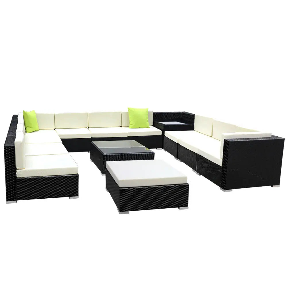 Gardeon 13PC Sofa Set with Storage Cover Outdoor Furniture Wicker Deals499