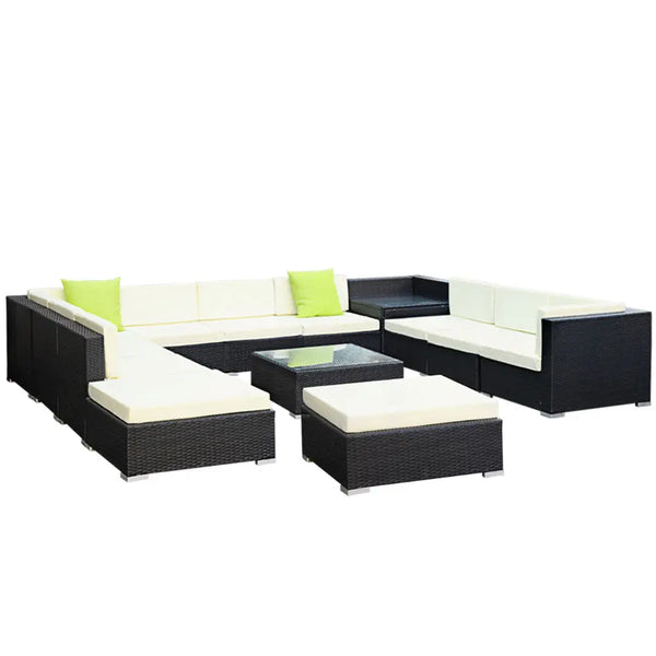Gardeon 13PC Sofa Set with Storage Cover Outdoor Furniture Wicker Deals499