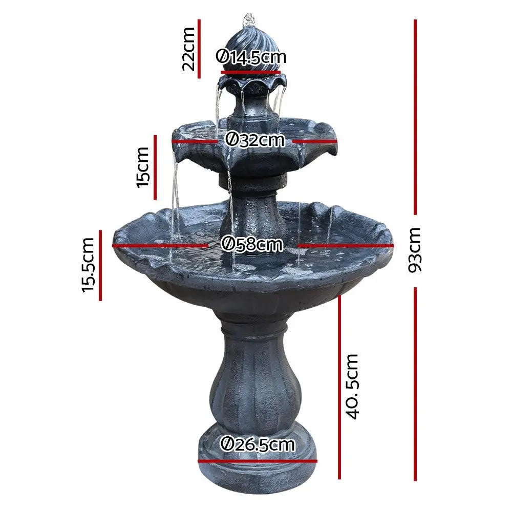 Gardeon 3 Tier Solar Powered Water Fountain - Black Deals499