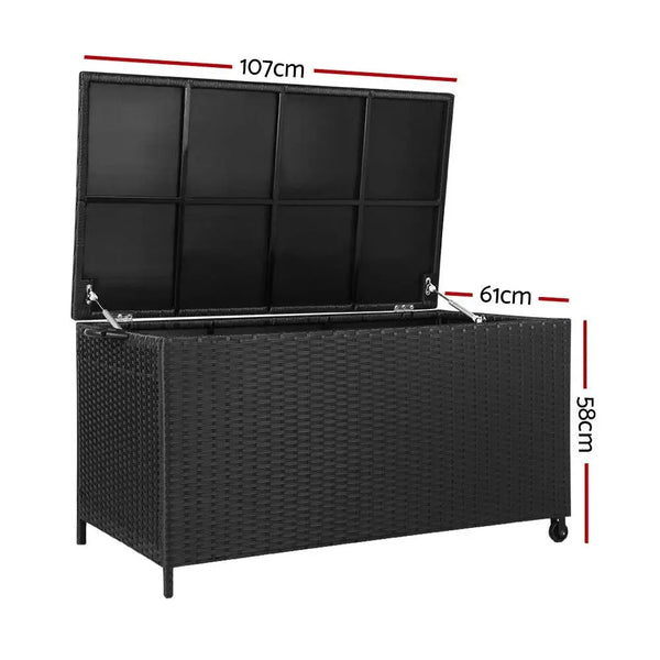 Gardeon 320L Outdoor Wicker Storage Box - Black Deals499