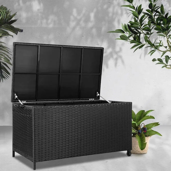 Gardeon 320L Outdoor Wicker Storage Box - Black Deals499