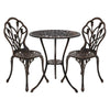 Gardeon 3PC Outdoor Setting Cast Aluminium Bistro Table Chair Patio Bronze Deals499