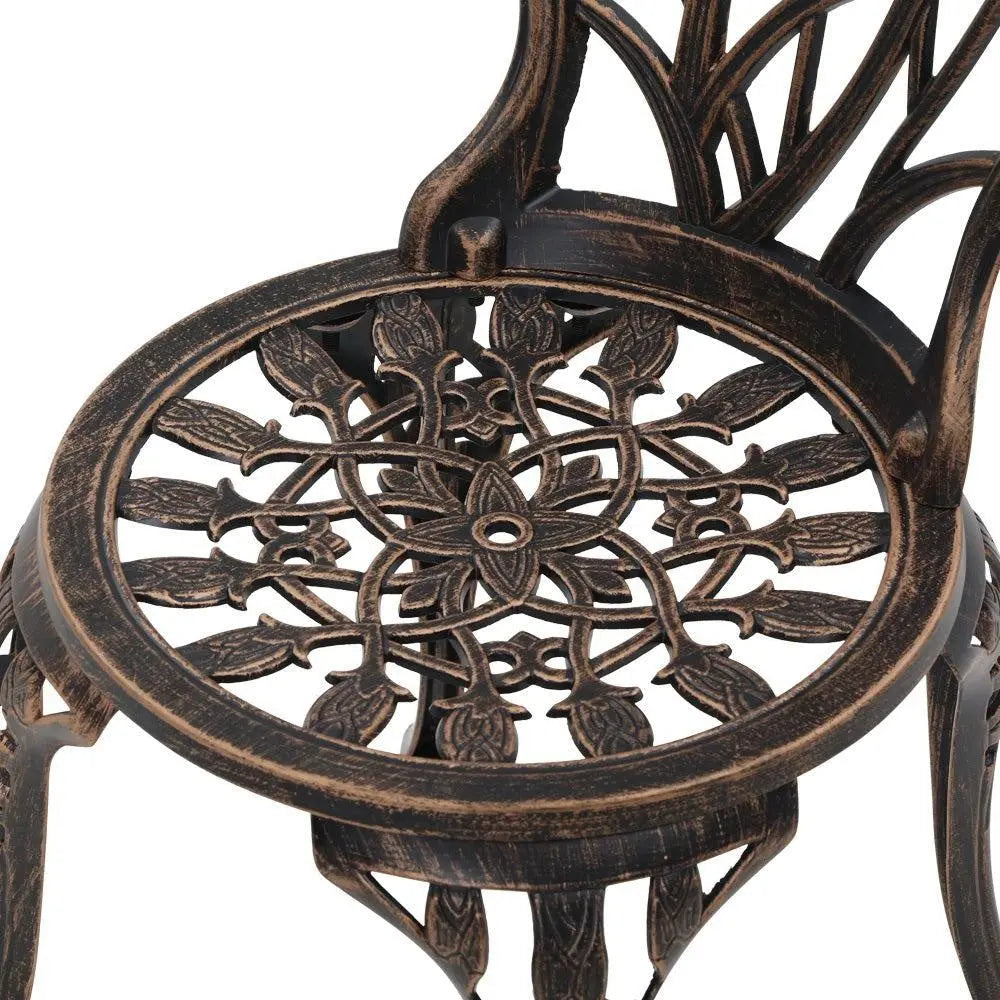 Gardeon 3PC Outdoor Setting Cast Aluminium Bistro Table Chair Patio Bronze Deals499