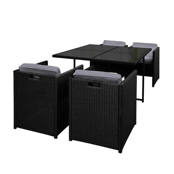 Gardeon 5 Piece Wicker Outdoor Dining Set - Black Deals499