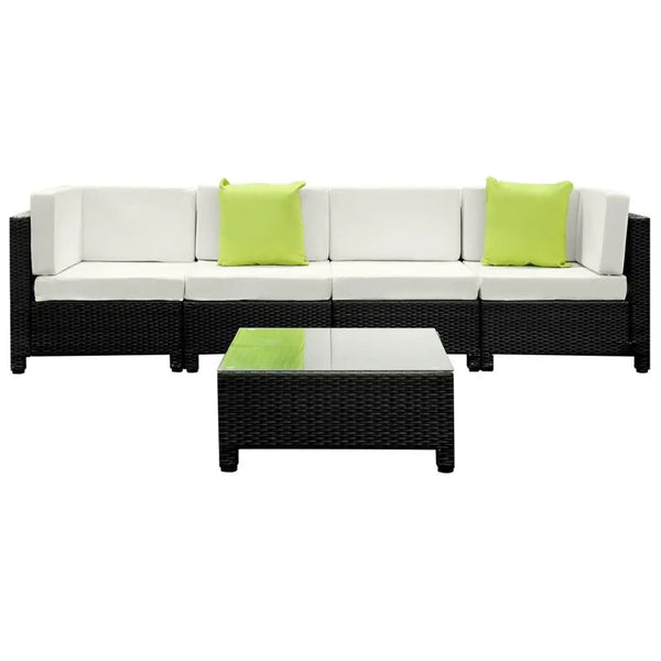 Gardeon 5PC Outdoor Furniture Sofa Set Lounge Setting Wicker Couches Garden Patio Pool Deals499