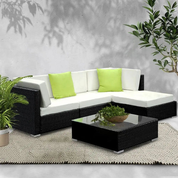 Gardeon 5PC Outdoor Furniture Sofa Set Wicker Garden Patio Pool Lounge Deals499