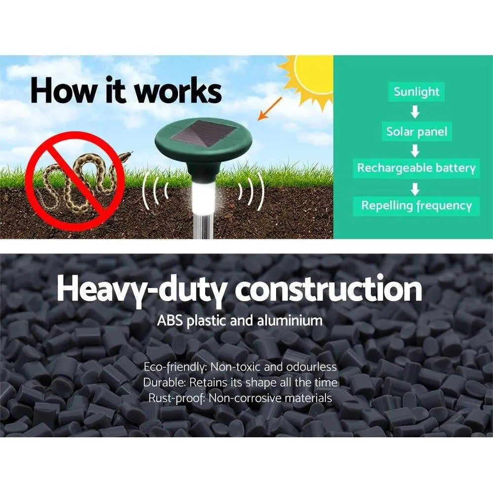 Gardeon 6X LED Solar Snake Repeller Pulse Plus Ultrasonic Pest Rodent Repellent Deals499