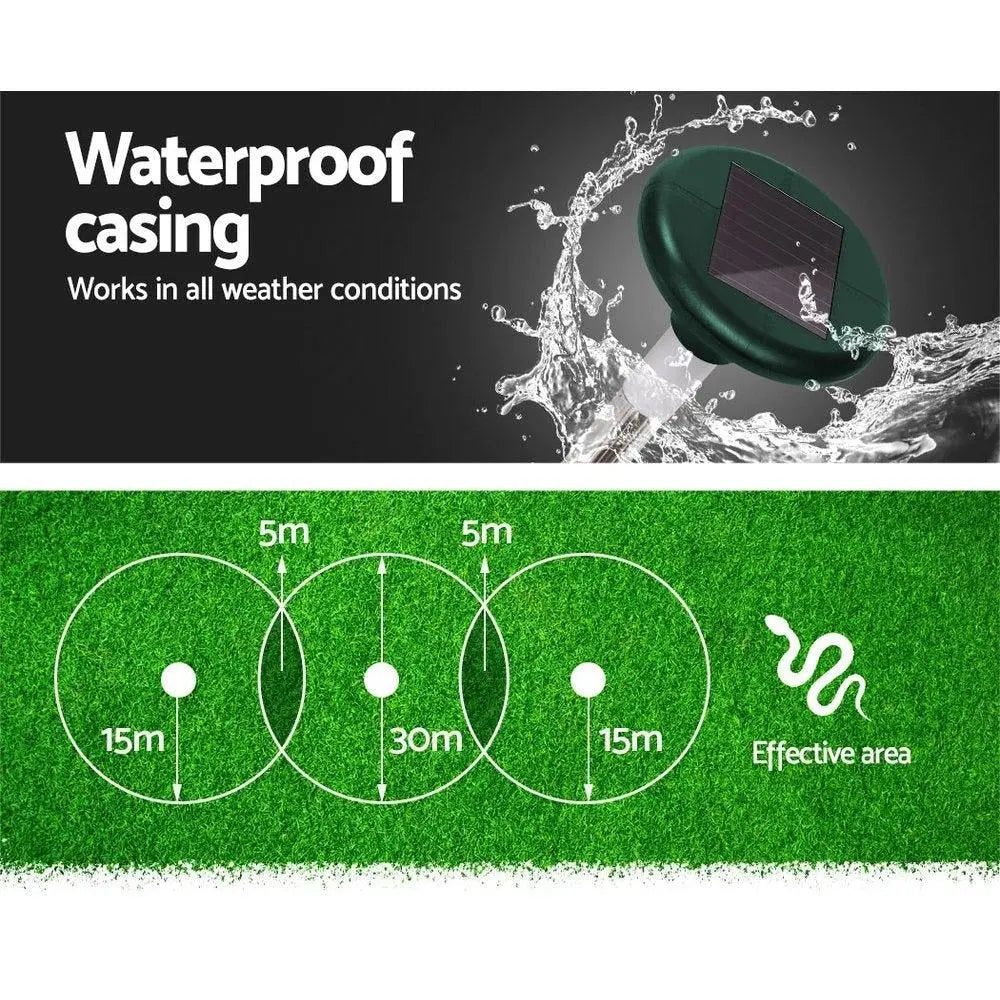 Gardeon 6X LED Solar Snake Repeller Pulse Plus Ultrasonic Pest Rodent Repellent Deals499