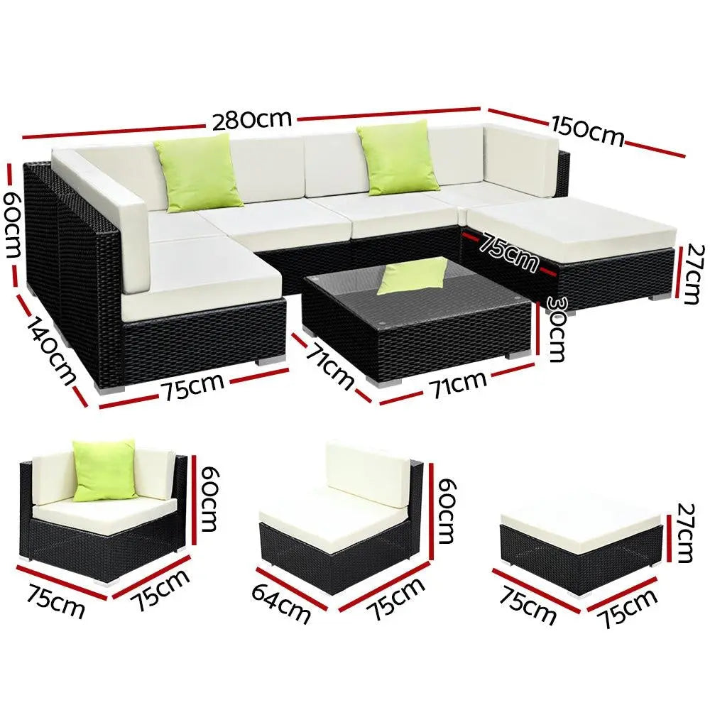 Gardeon 7PC Outdoor Furniture Sofa Set Wicker Garden Patio Pool Lounge Deals499