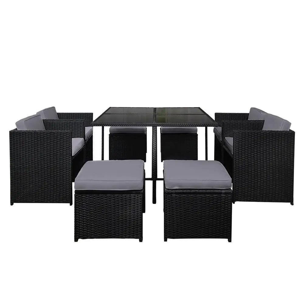 Gardeon 9 Piece Wicker Outdoor Dining Set - Black & Grey Deals499