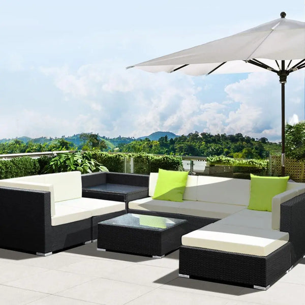 Gardeon 9PC Sofa Set with Storage Cover Outdoor Furniture Wicker Deals499