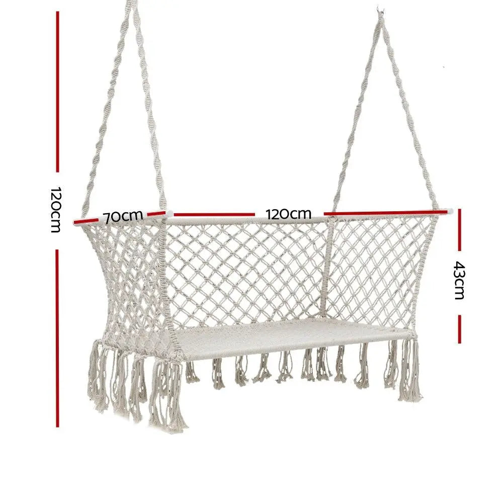 Gardeon Camping Hammock Chair Patio 2 Person Swing Hammocks Double Portable Cream Deals499