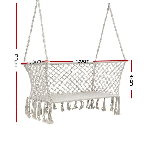 Gardeon Camping Hammock Chair Patio 2 Person Swing Hammocks Double Portable Cream Deals499