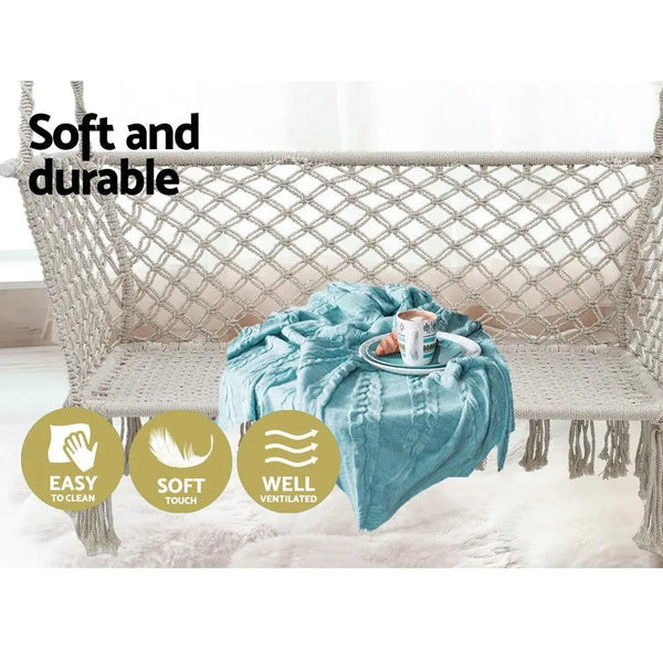 Gardeon Camping Hammock Chair Patio 2 Person Swing Hammocks Double Portable Cream Deals499
