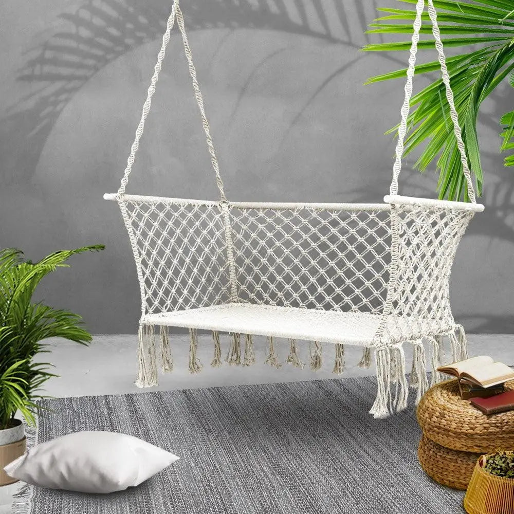 Gardeon Camping Hammock Chair Patio 2 Person Swing Hammocks Double Portable Cream Deals499