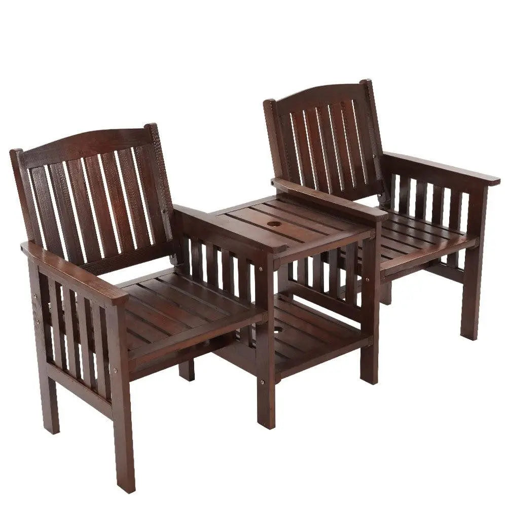 Gardeon Garden Bench Chair Table Loveseat Wooden Outdoor Furniture Patio Park Charcoal Brown Deals499