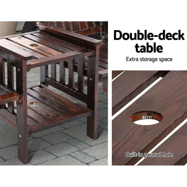 Gardeon Garden Bench Chair Table Loveseat Wooden Outdoor Furniture Patio Park Charcoal Brown Deals499