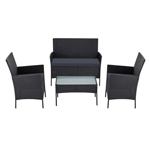 Gardeon Garden Furniture Outdoor Lounge Setting Wicker Sofa Patio Storage Cover Black Deals499