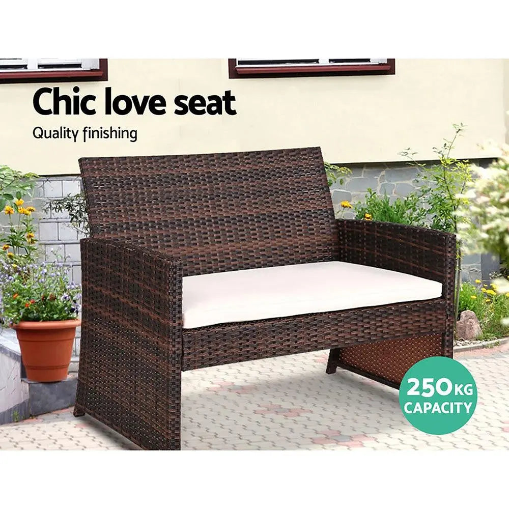 Gardeon Garden Furniture Outdoor Lounge Setting Wicker Sofa Set Storage Cover Brown Deals499
