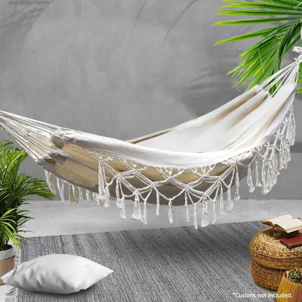 Gardeon Hanging Tassel Hammock Swing Bed Cream Deals499