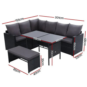 Gardeon Outdoor Furniture Dining Setting Sofa Set Wicker 8 Seater Storage Cover Black Deals499
