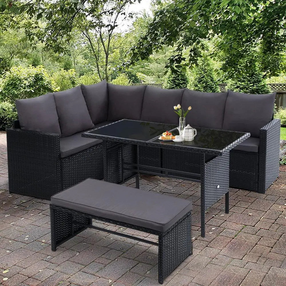 Gardeon Outdoor Furniture Dining Setting Sofa Set Wicker 8 Seater Storage Cover Black Deals499
