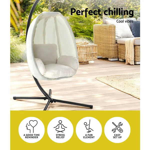 Gardeon Outdoor Furniture Egg Hammock Porch Hanging Pod Swing Chair with Stand Deals499