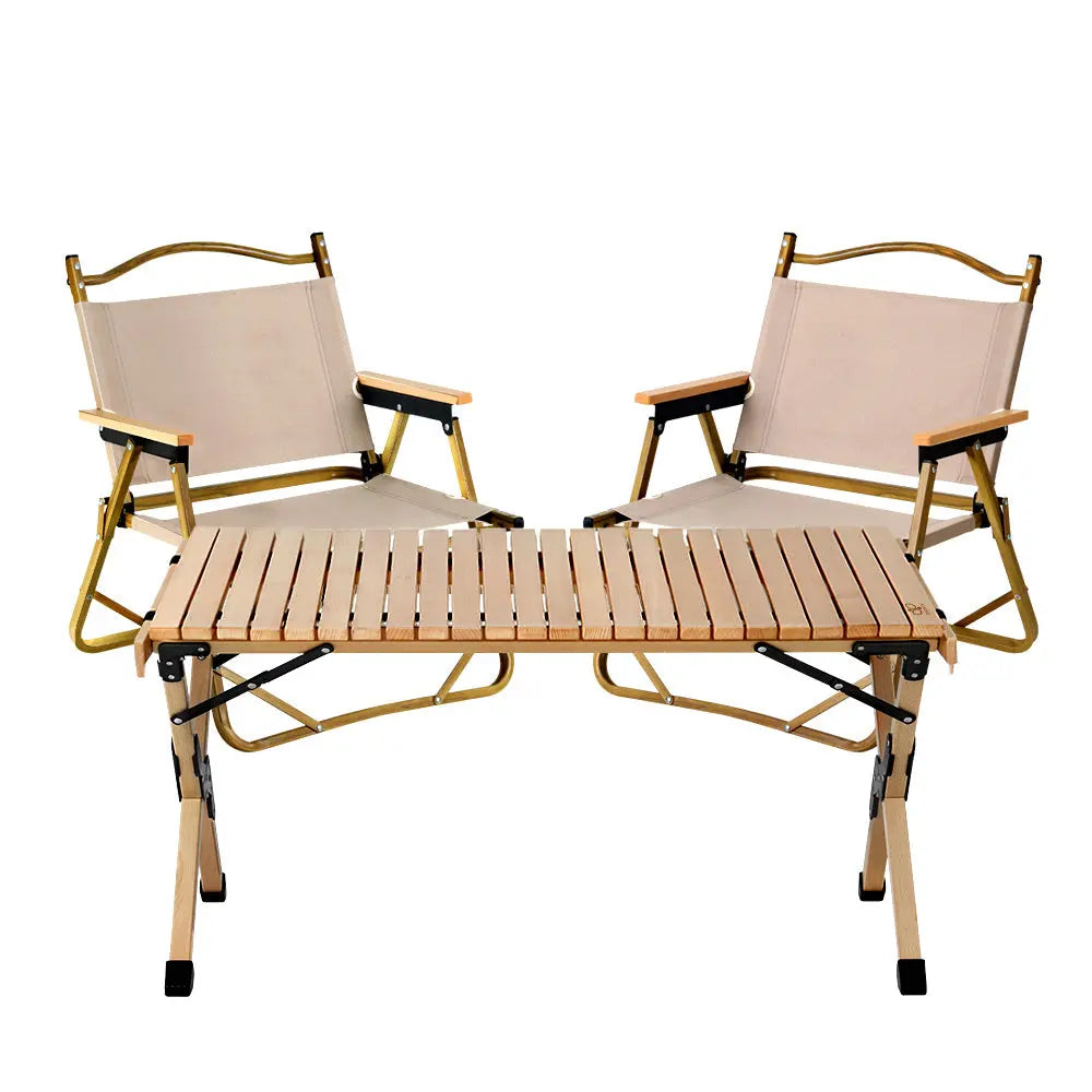 Gardeon Outdoor Furniture Picnic Table and Chairs Camping Wooden Egg Roll Portable Desk Deals499