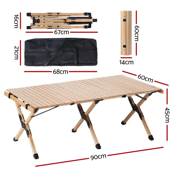 Gardeon Outdoor Furniture Picnic Table and Chairs Wooden Egg Roll Camping Desk Deals499