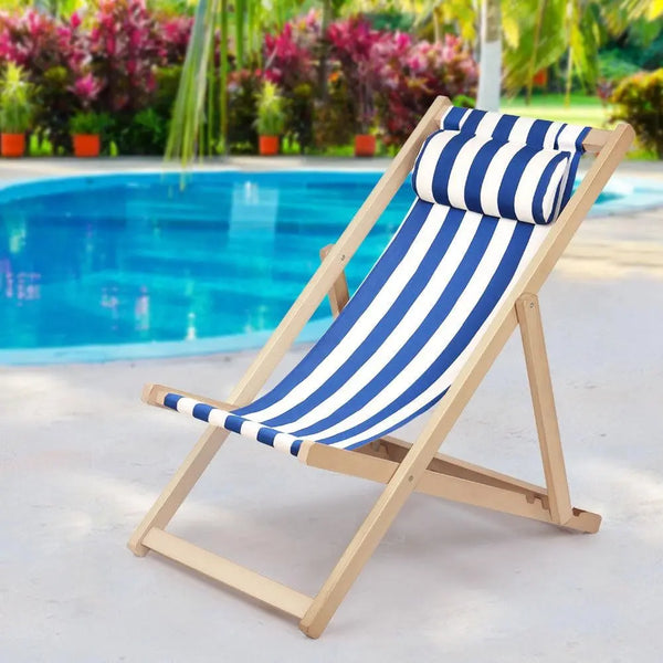 Gardeon Outdoor Furniture Sun Lounge Beach Chairs Deck Chair Folding Wooden Patio Deals499